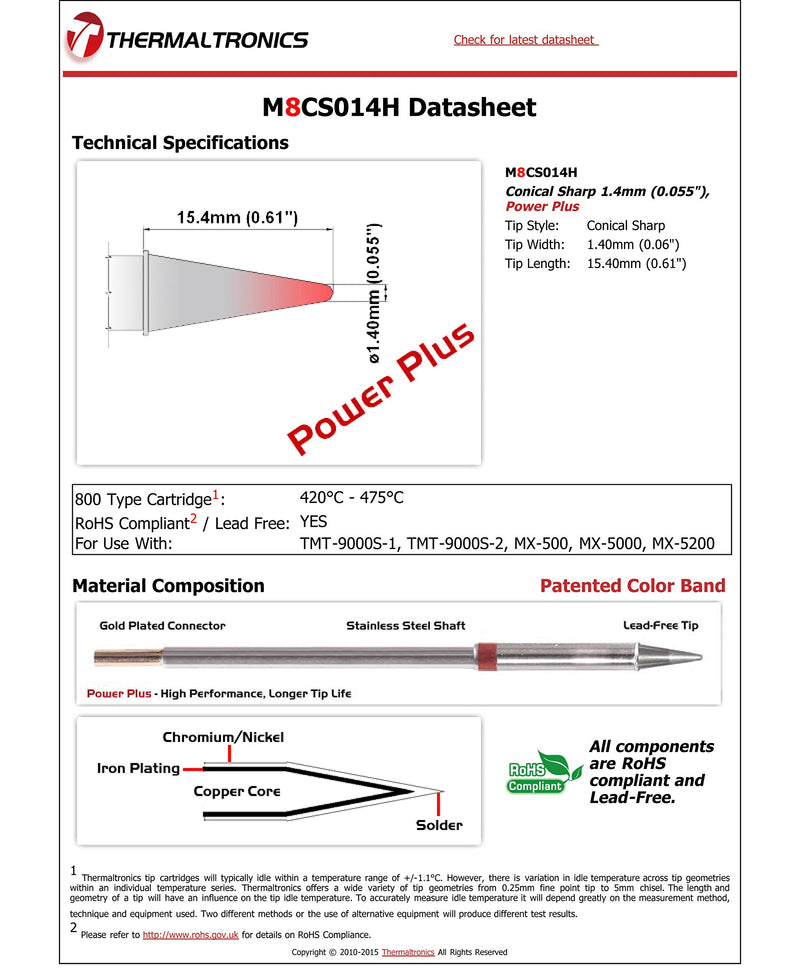 Thermaltronics M8CS014H Conical Sharp 1.4mm (0.055in), Power Plus - NewNest Australia