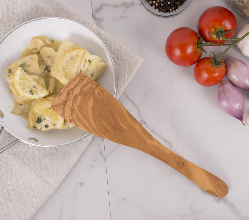 NewNest Australia - Eddington Italian Olive Wood Wide Spatula, Handcrafted in Europe, 12.5-Inches 12.5 Inch 