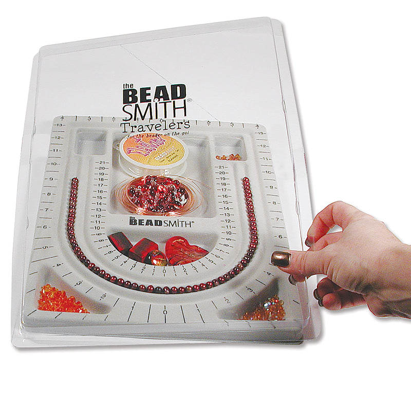 The Beadsmith Bead Board with Cover, Grey Flocked, 3 U-Shaped Channels, 6 Recessed Compartments, 9.75 x 13.25 inches, Design Boards for Creating Bracelets, Necklaces and Other Jewelry - NewNest Australia