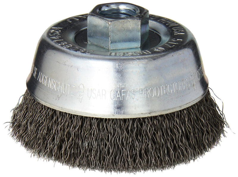 BOSCH WB524 3 1/2-Inch Crimped Carbon Steel Cup Brush, 5/8-Inch x 11 Thread Arbor - NewNest Australia