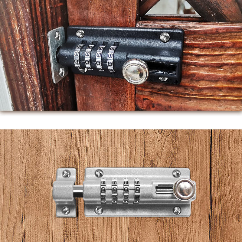 Combi-Bolt,Combination Locking Bolt,Set Your Own Code,Thicken Solid Zinc Alloy,Home Reinforcement,Iron Gates,barns,Fences,childproofing,cupboards,Workshop,1Pack,Black,SISAV557 Black - NewNest Australia