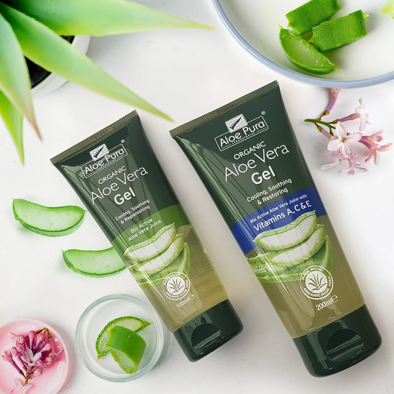 Aloe Pura, Organic Aloe Vera Gel with Vitamin's A, C and E, Natural, Vegan, Cruelty Free, Paraben and SLS Free, Soothing, Restoring, 200 ml With vitamins A,C & E 200 ml (Pack of 1) - NewNest Australia