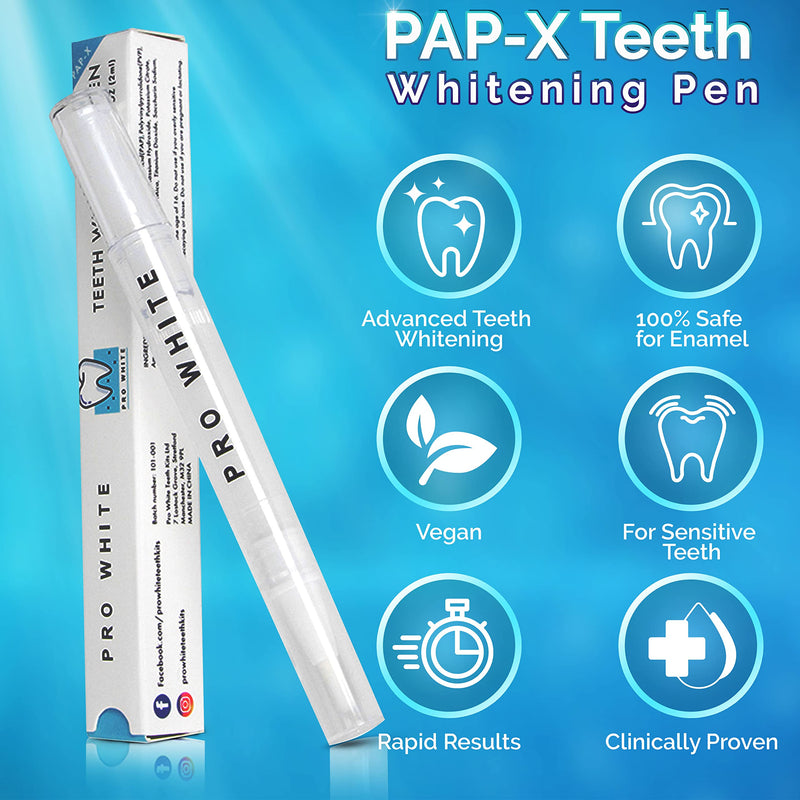 Pap-X Pro White Teeth Whitening Pen - Professional Advanced Teeth Whitening Pen - 100% Safe for Enamel - Vegan - for Sensitive Teeth - Rapid Results - Clinically Proven - NewNest Australia