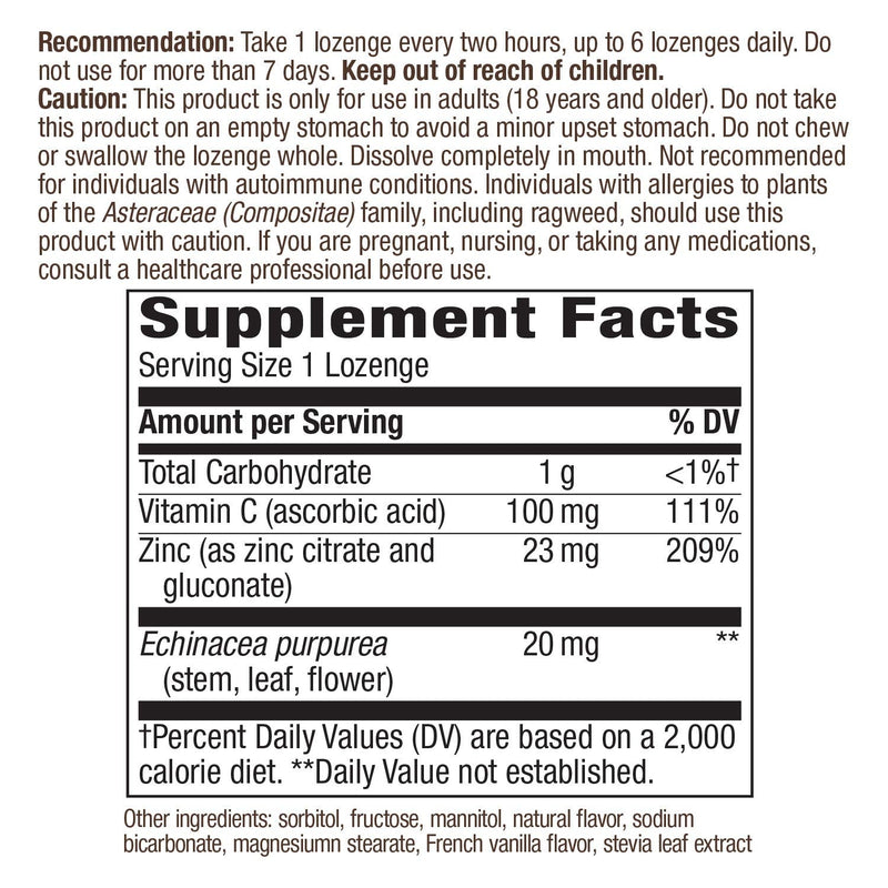 Nature's Way Zinc Lozenge with Echinacea & Vitamin C Wild Berry Flavor, 60 Lozenges 60 Count (Pack of 1) - NewNest Australia