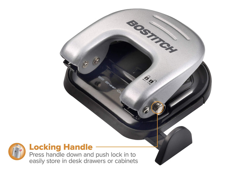 Bostitch Office EZ Squeeze Reduced Effort 2-Hole Punch, 20 Sheets, Locking Handle, Silver (2310) - NewNest Australia