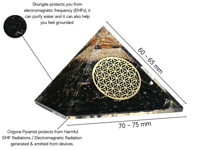 Orgone pyramid with shungite crystal (Flower of Life) Flower Of Life - NewNest Australia