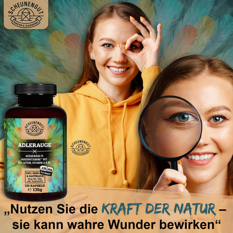 Adlerauge Eye Vitamins High Dose Important: Laboratory-Tested 5-Way Eye Complex With Lutein, Zeaxanthin, Blueberry Extract, Beta Carotene, Vitamin A & Bi 120 Pieces I Vegan & From De I Schwanzength - NewNest Australia