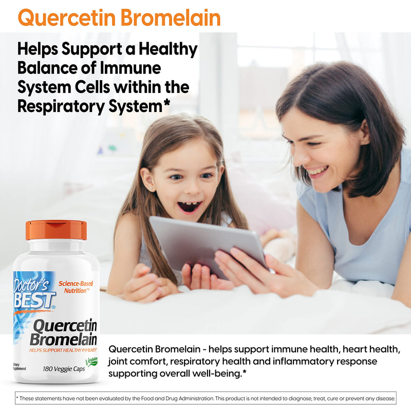 Doctor's Best Quercetin Bromelain, Immunity Support, Heart, Joint & Healthy Respiratory System, Non-GMO, Vegan, Gluten Free, Soy Free,180 VC - NewNest Australia