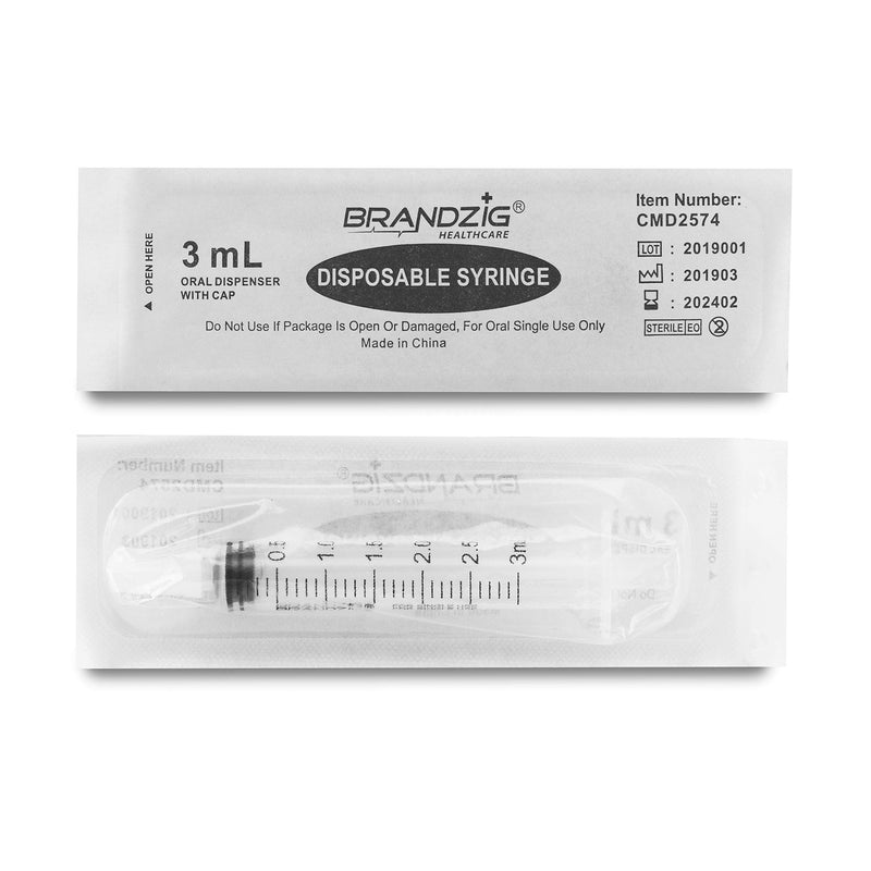 3ml Syringe with Cap (100 Pack) | Oral Dispenser Without Needle, Luer Slip Tip | Individually Wrapped Medicine Dropper for Infants & Pets - NewNest Australia