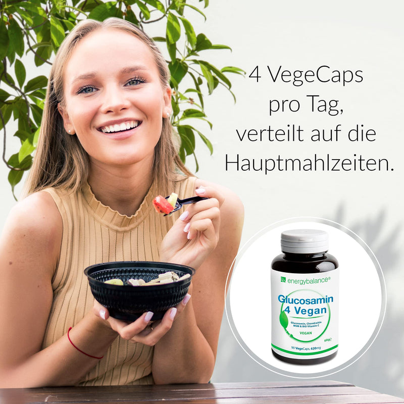 Glucosamine 4 Vegan 620 Mg Per Capsule - Four Vegan Ingredients In One For Well-Being: Glucosamine, Chondroitin, Msm (Methylsulfonylmethane) And Acerola Vitamin C - 90 Capsules - NewNest Australia