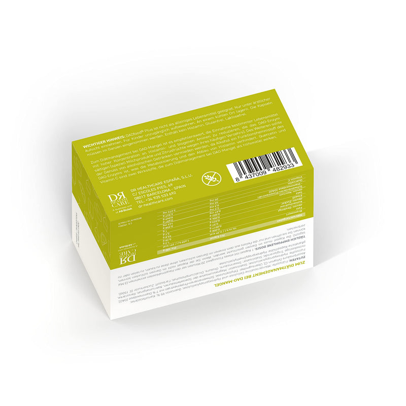 Daofood Plus - Dietary Supplement Dao Deficiency/Histamine Intolerance - 60 Efficient, Easily Digestible Entertainment Capsules - Digestive Enzymes - Dao Enzyme, Quercetin And Vitamin C - NewNest Australia