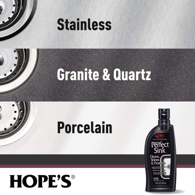 Hope's Perfect Sink Cleaner and Polish, Restorative, Water-Repellant, Removes Stains, Ideal for Brushed Stainless Steel, Cast Iron, Porcelain, Corian, Composite, Acrylic, 8.5 oz 2 Pack Pack of 2 - NewNest Australia