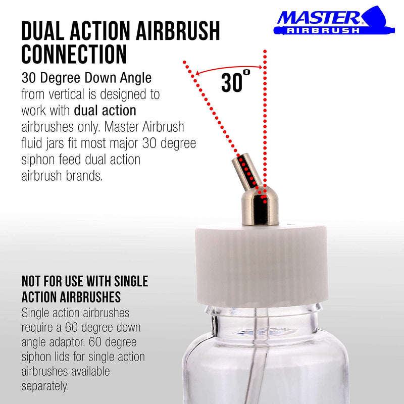 Master Airbrush (Pack of 10) TB-009 Empty 3.4-Ounce (100cc) Plastic Jar Bottles with 30° Down Angle Adaptor Lid Assembly - Fits Dual-Action Siphon Feed Airbrushes, Use with Master Badger Paasche Iwata - NewNest Australia