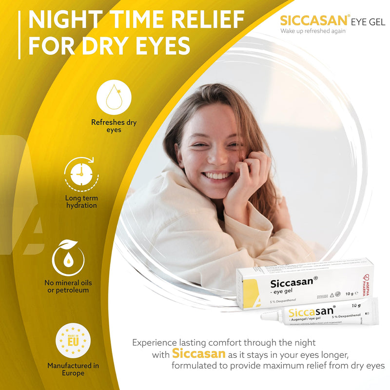 Siccasan gel eye drops for dry eyes with dexpanthenol and carbomer to heal dry eyes 10 g (pack of 1) - NewNest Australia