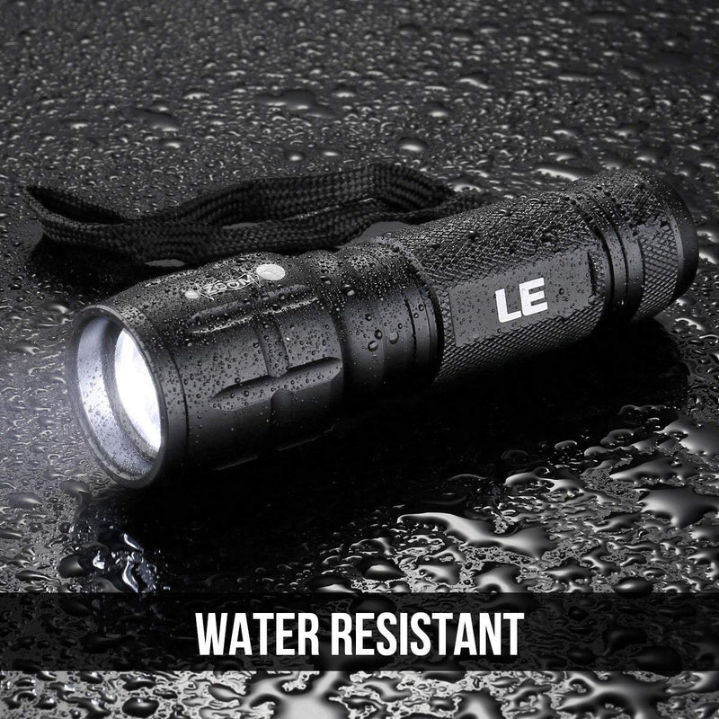 LE LED Tactical Flashlight High Lumens, Small and Extremely Bright Flash Light, Zoomable, Water Resistant, Adjustable Brightness for Camping, Running, Emergency, AAA Batteries Included 1 - NewNest Australia