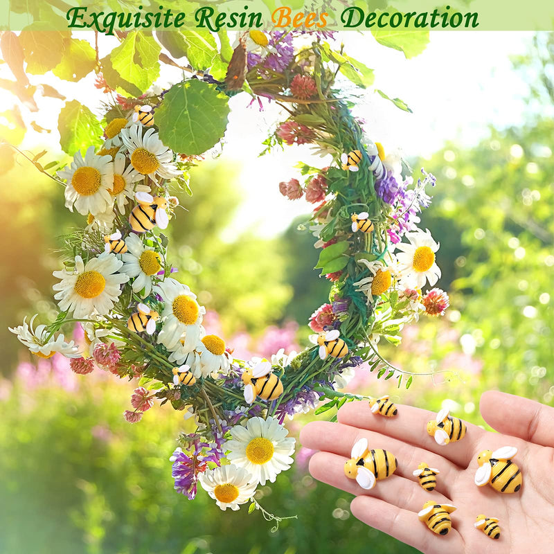CCOZN 50 Pieces Tiny Resin Bees,Tiny Resin Garden Bumblebees Embellishment Bee Decors with Box DIY Wreath Bees Decoration for DIY Crafts Scrapbooking Party Home Decor - NewNest Australia