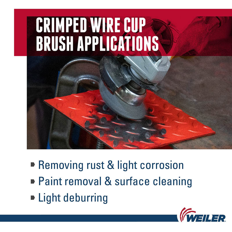 Weiler 13244 3" Crimped Wire Cup Brush, 0.014" Steel Fill, 1/2"-13 UNC Nut, Made in The USA - NewNest Australia