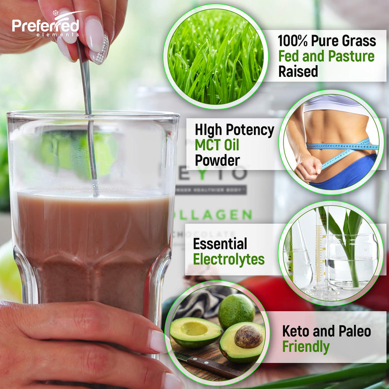 Keto Collagen Protein Powder with MCT Oil – Keto and Paleo Friendly Grass Fed and Pasture Raised Hydrolyzed Collagen Peptides – Fits Low Carb Diet and Keto Snacks – KEYTO Chocolate Flavor - NewNest Australia