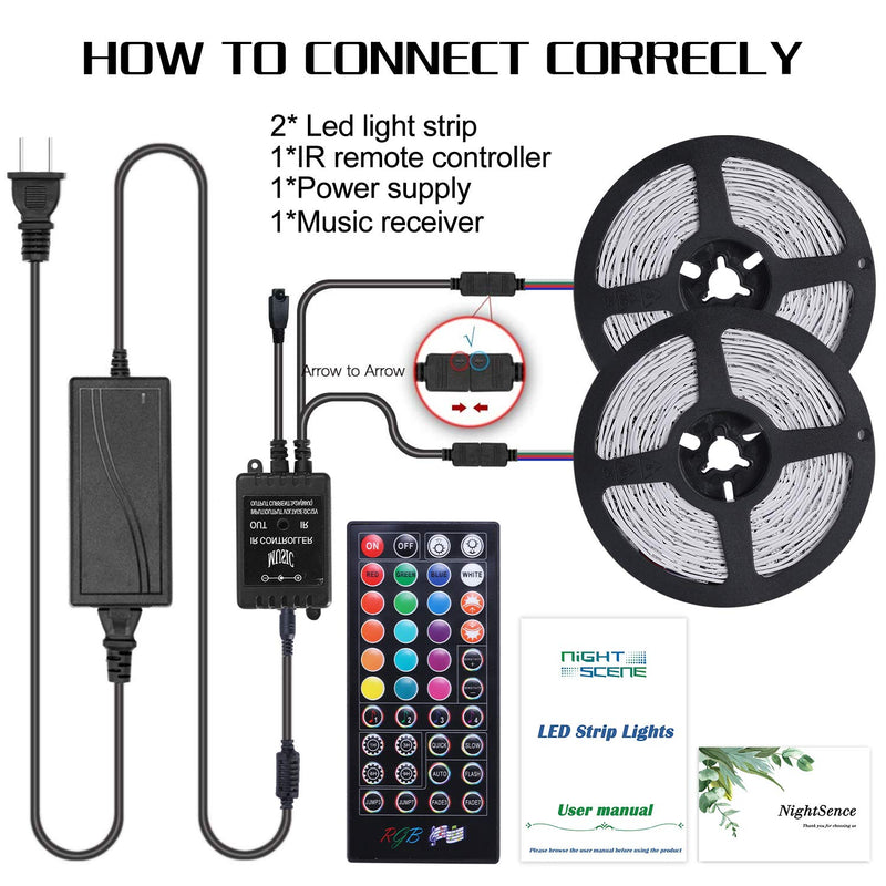 LED Strip Lights,Tenmiro 32.8FT LED Music Sync Color Changing Lights with 40keys Music Remote Controller and 12V5APower Supply, RGB SMD5050 300 led Lights for Room, Bedroom, TV, Party. - NewNest Australia