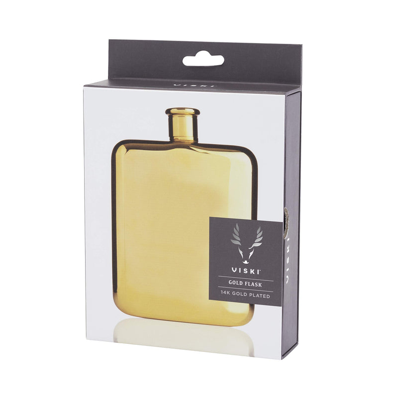 NewNest Australia - Viski Belmont Plated Flask, 6 oz, Gold 