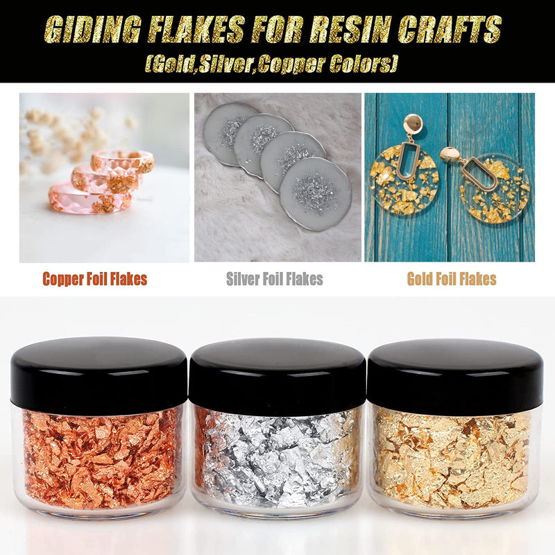Gold Foil Flakes, 24 Color, Metallic Foil Flakes, Gilding Flakes, Gold Leaf Flakes, Gold Flakes for Resin, Nails, Painting, Crafts 24pcs - NewNest Australia