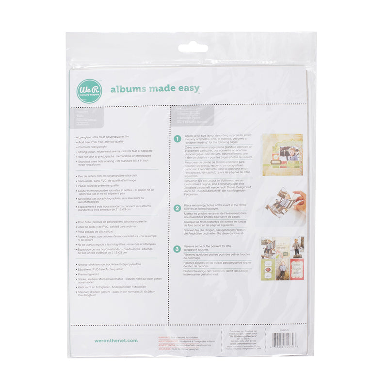 8.5 x 11-inch 3-Ring Album Page Protectors by We R Memory Keepers | 10 pack - NewNest Australia