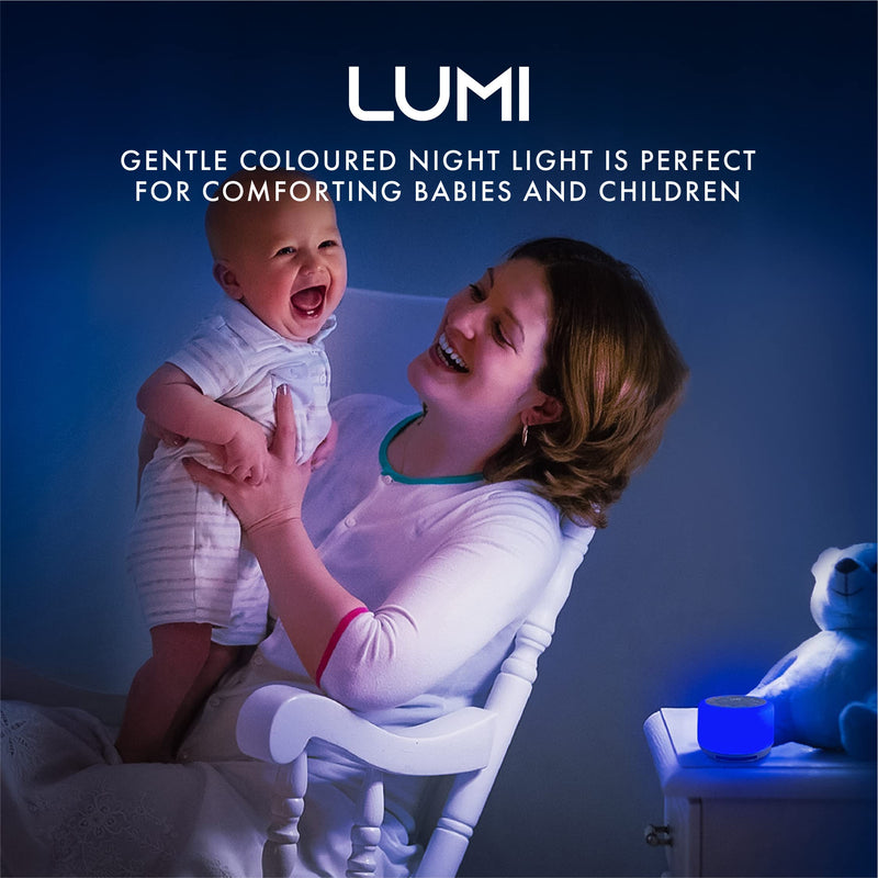 LUMI | White Noise Machine for Babies, Kids & Adults | 24 Sounds & 7 Colour Night Light | 30, 60, 90 Minute Timer | Rechargeable | White Noise Machine Baby | Sleep Sound Machine | Baby Sleep Aid - NewNest Australia