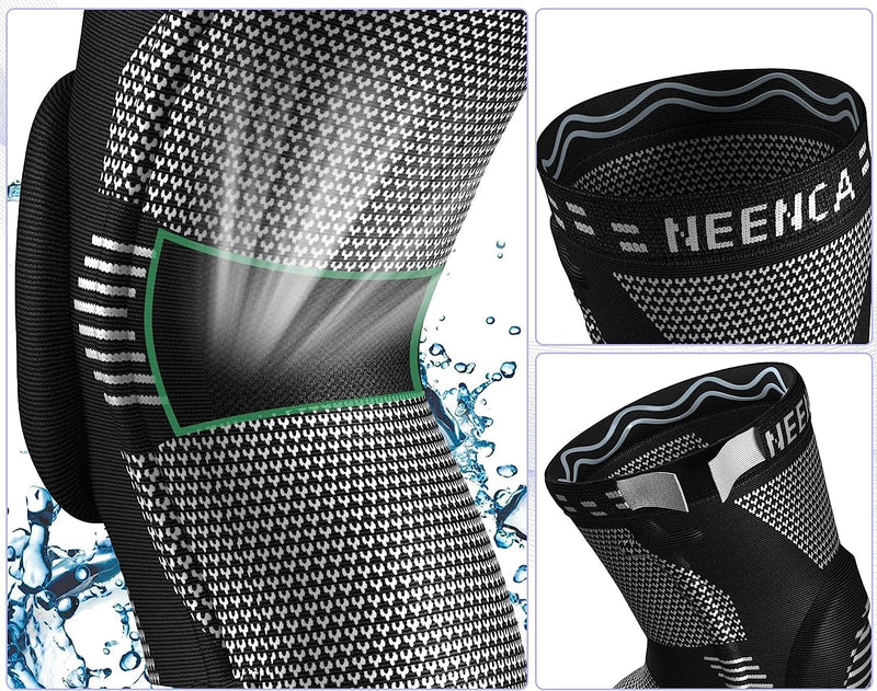 NEENCA Knee Support, Compressed Knee Brace with Patella Gel Pads & Spring Side Stabilizers, Medical Knee Pads for Running, Meniscus Tear, Arthritis, Joint Pain Relief, ACL, Recovery Black L - NewNest Australia