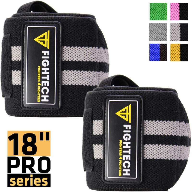 FIGHTECH Wrist Wraps for Weight Lifting 18 inch Professional Grade Wrist Support Braces for Weightlifting, Crossfit and Strength Training | for Men and Women Black - NewNest Australia