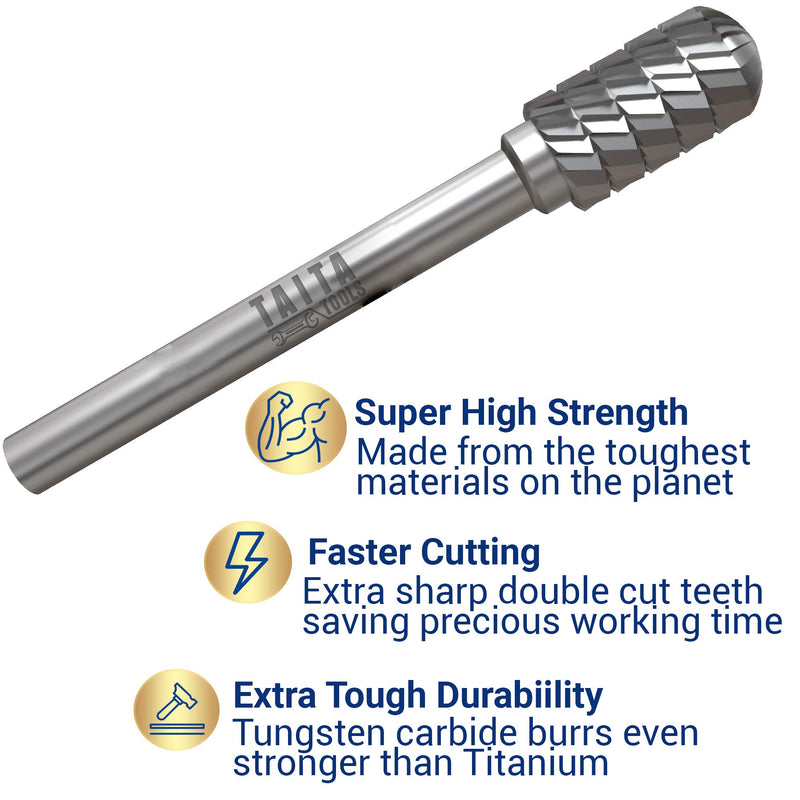 10PC Carbide Double Cut Burr Set - 0.118 Inch (3mm) Shank, Rotary Tool Cutting Bits - Accessories for Dremel, Fordom, Flex Shaft, Dewalt And Multitools - For Wood Carving, Metal Working And Engraving. - NewNest Australia