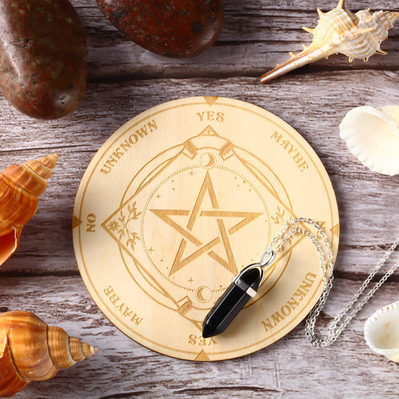 Star Pendulum Board Dowsing Rod Fortune Telling Metaphysical Message Board Wooden Board With Crystal Dowsing Rod Pendulum Necklace Witchcraft Wicca Altar Supplie Kit - NewNest Australia