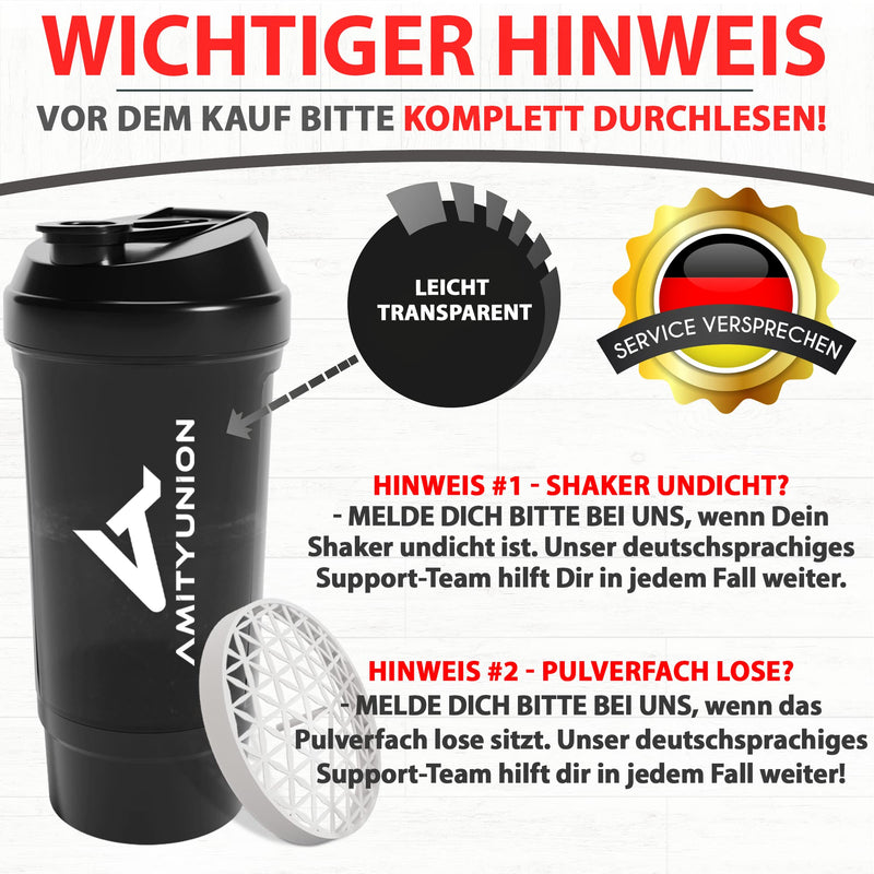 Protein shaker 700 ml “FYRA” leak-proof - BPA free with powder compartment & sieve and scale for creamy whey protein shakes, shaker protein shake, protein shaker cup for Bcaa and gaming booster in black - NewNest Australia