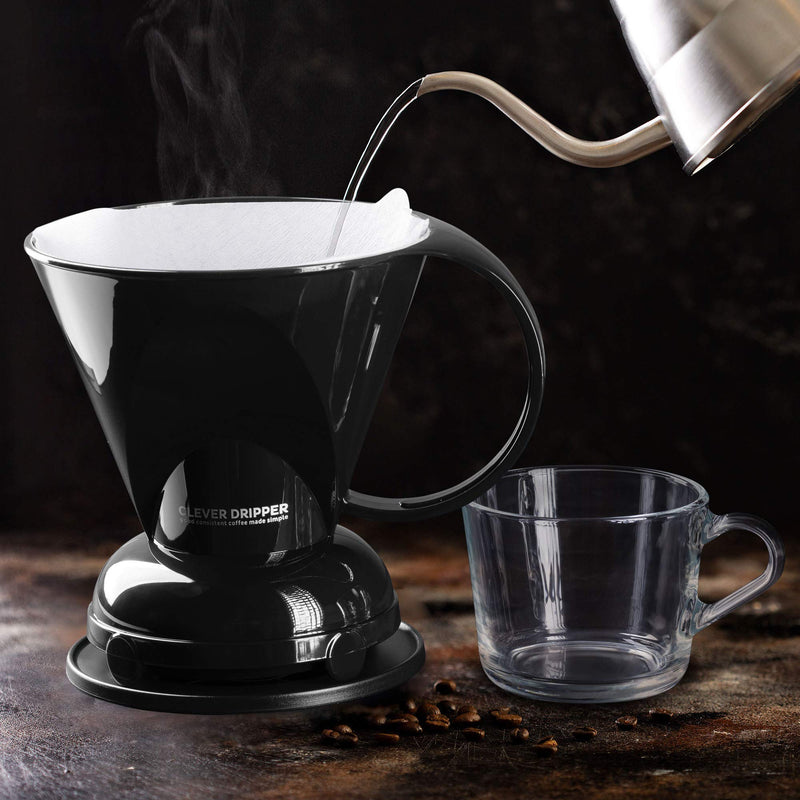 Clever Coffee Dripper and Filters, Large 18 oz (Black)| Barista's Choice| Safe BPA Free Plastic|Includes 100 Filters Black - NewNest Australia