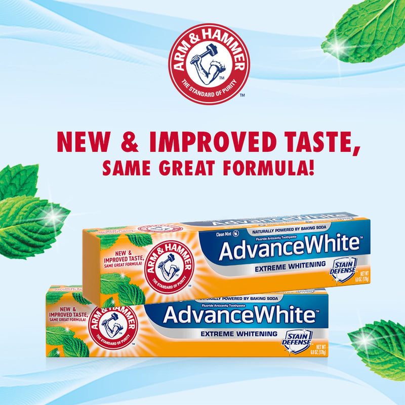 ARM & HAMMER Advanced White Extreme Whitening Toothpaste, TRIPLE PACK (Contains Three 6 Ounce Tubes) -Clean Mint - Fluoride Toothpaste (Pack of 3) - NewNest Australia