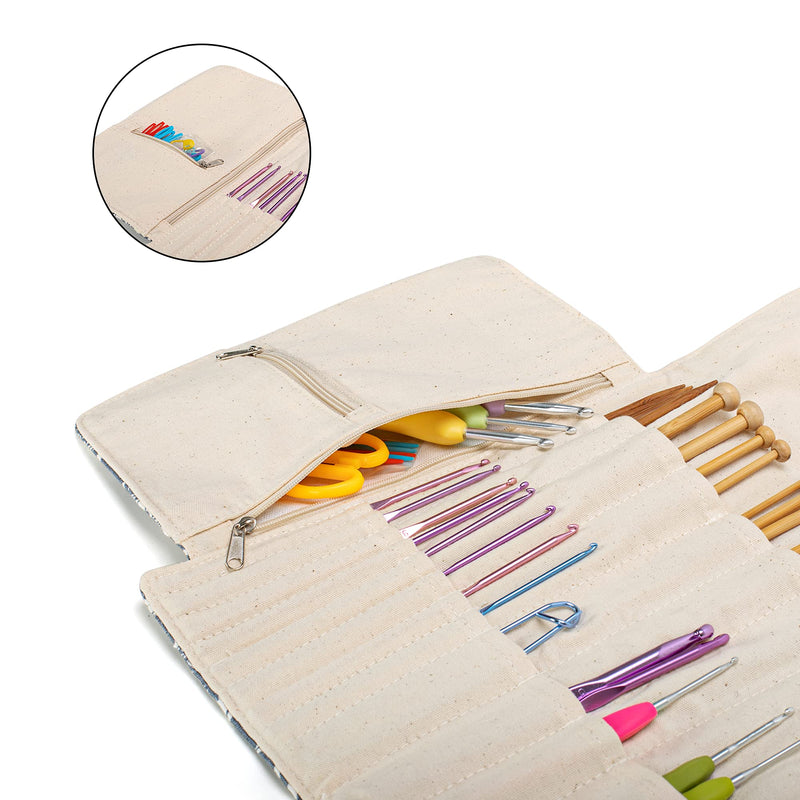 Teamoy Knitting Needles Holder Case(up to 11 Inches), Rolling Organizer for Straight and Circular Knitting Needles, Crochet Hooks and Accessories, Arrow - NO Accessories Included Gray - NewNest Australia