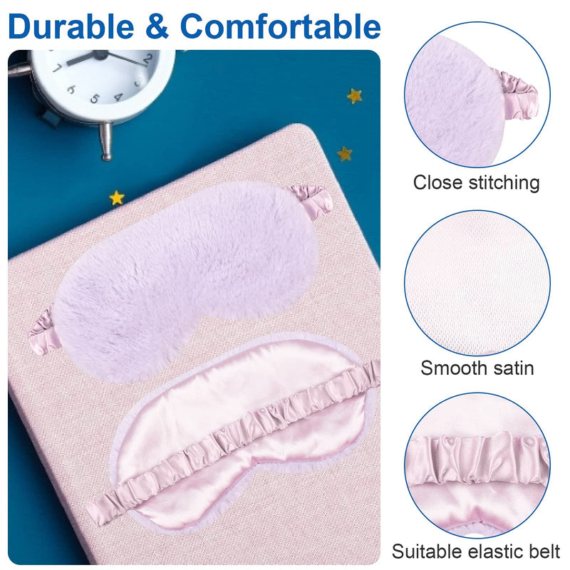 Sleeping Masks for Women, 3PCS Blackout Sleep Eye Mask, yeestone Soft Night Mask, Fluffy Eye Covers with Travel Pouch, Sleep Blindfold for Women Kids(Pink/Purple/Grey) - NewNest Australia