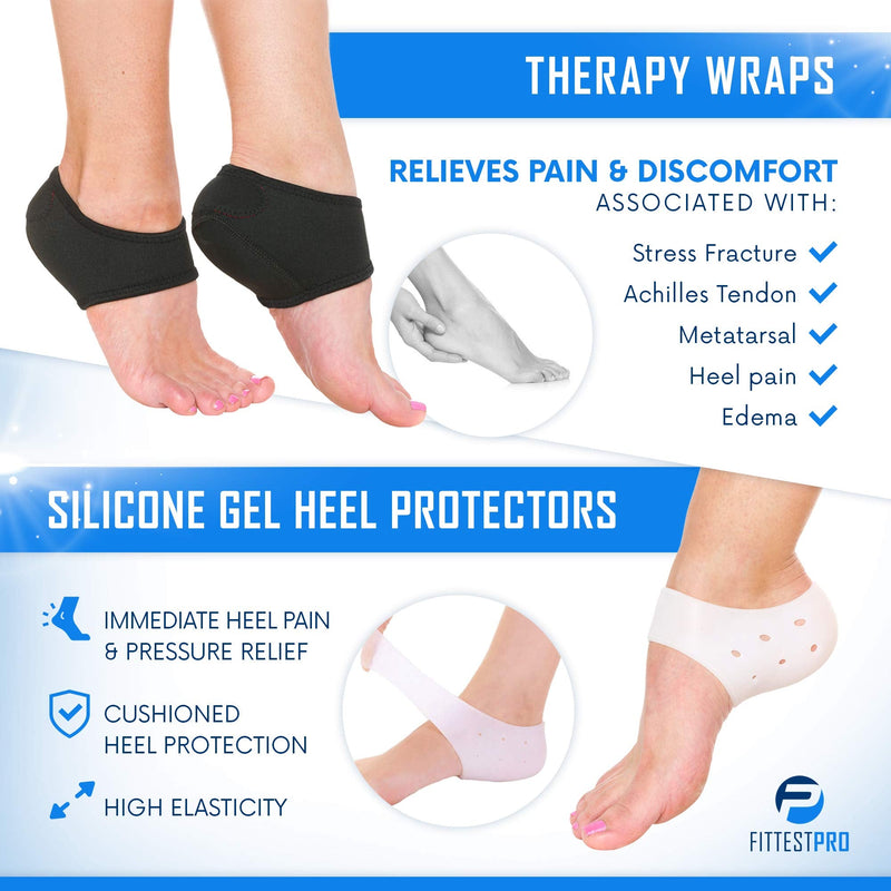 Plantar Fasciitis Foot Pain Relief 14-Piece Kit – Premium Planter Fasciitis Support, Gel Heel Spur & Therapy Wraps, Compression Socks, Foot Sleeves, Arch Supports, Heel Cushion Inserts & Heel Grips SMALL (Women 4 - 7.5) - NewNest Australia