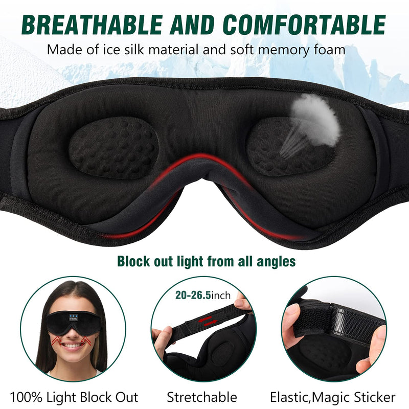 Sleep Headphones, Bluetooth Sleep Mask 3D Sleeping Headphones Blackout Blindfold，Perfect for Side Sleepers,Yoga,Meditation Great Gift for Men Women (3D Black) 3d Black - NewNest Australia