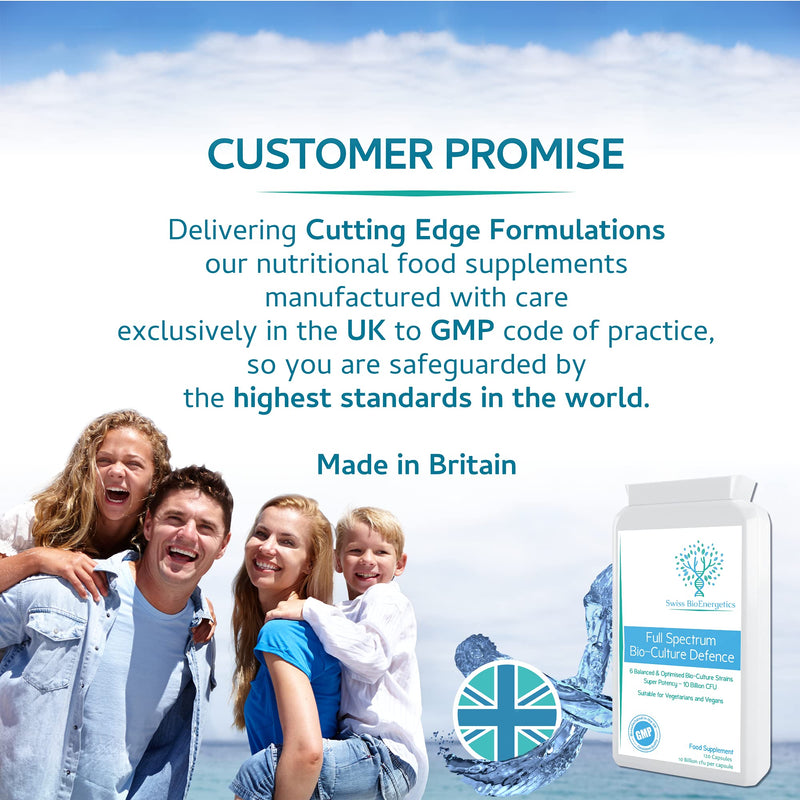 Full Spectrum Bio-Culture Defence - 120 Capsules - High Strength 10 Billion Live CFU Multi-Strain Bio-Cultures + FOS Formula - Latest DRCaps© Encapsulation to Protect from gastric acids - NewNest Australia