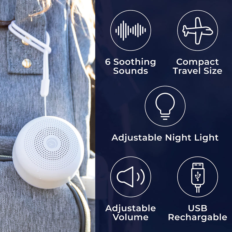 Marpac Yogasleep Travel Mini Portable White Noise Sound Machine, 6 Soothing Sounds, Soft Dimmable Night Light, Compact Sleep Therapy for Adults & Baby, USB Rechargeable - NewNest Australia