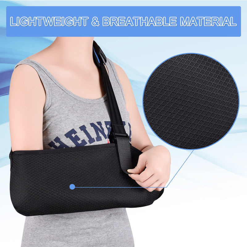 Fasola Universal Arm Sling, Shoulder Immobilizer with a Foam Neck Pad for Women, Men, Teenager, Adjustable Arm Support Strap for Broken Wrist, Elbow, Dislocated Shoulder - M Black - NewNest Australia