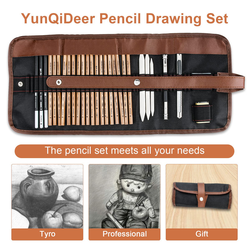 YunQiDeer Drawing Pencils, Sketch Pencils Art Supplies Kit for Kids Adults, Professional Sketching Art Graphite Charcoal Pencils Set - NewNest Australia