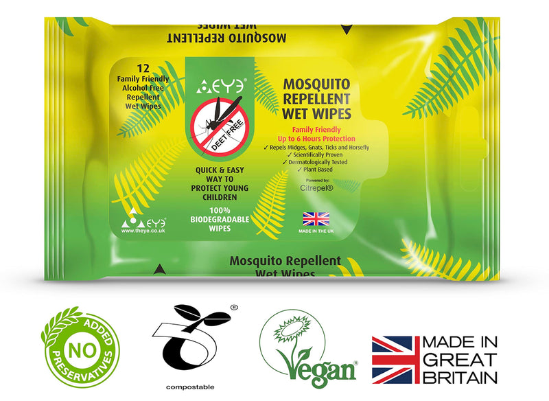 THEYE Powerful Natural Mosquito Repellent Wet Wipes | DEET Alcohol Free | 100% Natural with No Harmful Chemicals | Plant-Based | Up To 6 Hours of Protection | Kind to Skin - NewNest Australia
