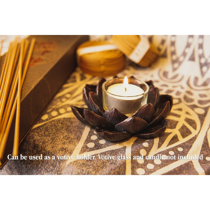 NewNest Australia - Lotus Incense Burner and Votive T-Light Candle Holder Meditation Flower Buddha 1 Bronze 