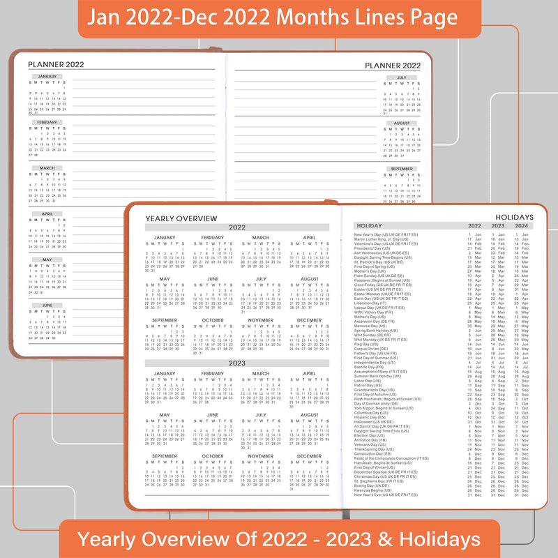 2022 Appointment Book & Planner - Daily Hourly Planner 2022 from Jan 2022 - Dec 2022, 5.75" X 8.25", 60-Minute Interval, Faux Soft Leather Cover, Premium Paper, Pen Loop, Inner Pocket, Brown - NewNest Australia