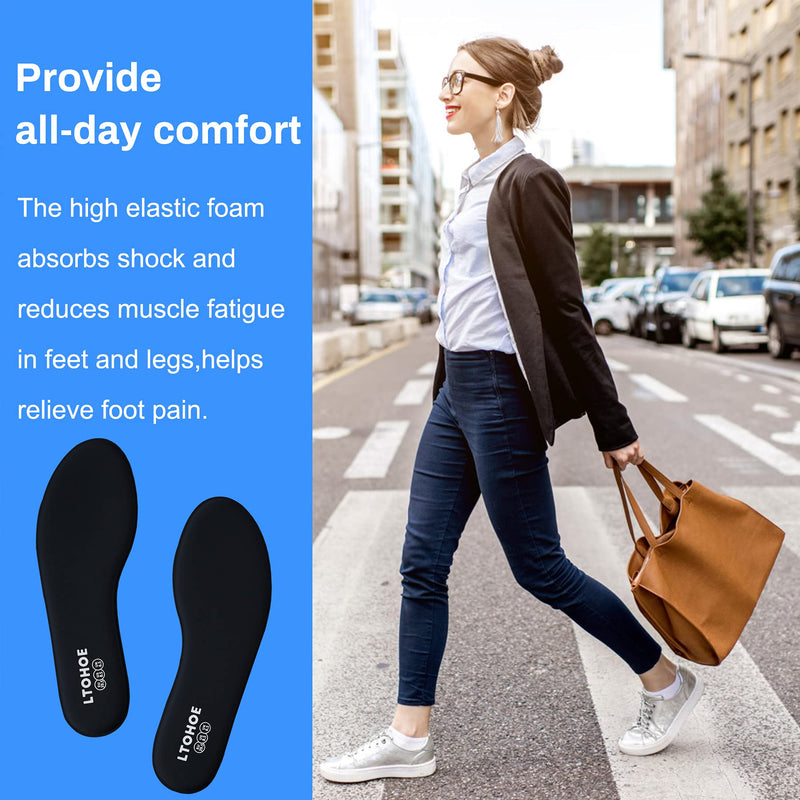 Memory Foam Insoles for Women, Replacement Shoe Inserts for Work Boot, Running Shoes, Hiking Shoes, Sneaker, Cushion Shoe Insoles Shock Absorbing for Foot Pain Relief, Comfort Inner Soles Black US 5 5 US Women Black-6mm - NewNest Australia