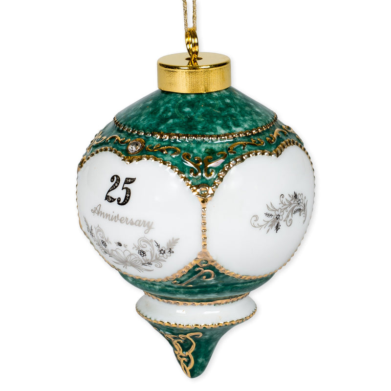 NewNest Australia - CBE Happy 25th Wedding Anniversary Jewel Victorian 4.5 Inch Ball Hanging Ornament 