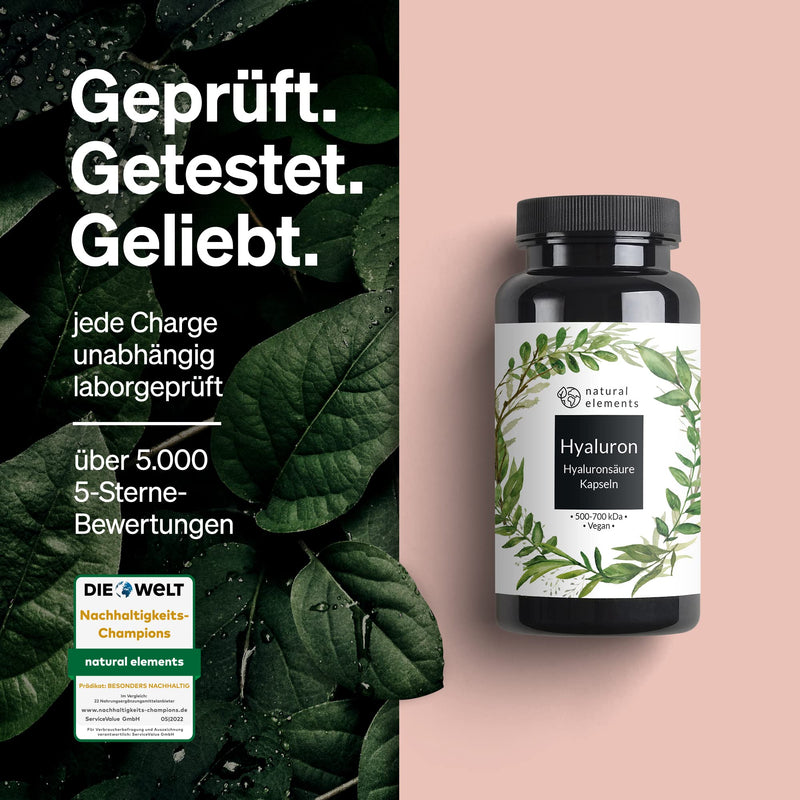 Hyaluronic Acid Capsules - High Dose, 400 mg - 90 Capsules - Laboratory Tested, Do Not Contain Magnesium Stearate - 500-700 kDa - Vegan and Made in Germany - NewNest Australia