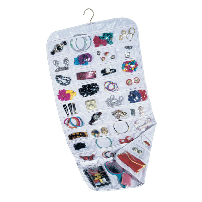 Household Essentials 01943 Hanging Jewelry Organizer - 80-Pockets for Necklaces, Bracelets, and Accessories - White Vinyl - NewNest Australia