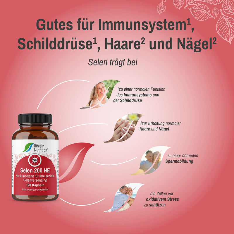 Selenium high dose - Selenium 200µg - 120 capsules 4 month supply - Selenium - Vegan Made in Germany without additives - Rhein Nutrition - NewNest Australia